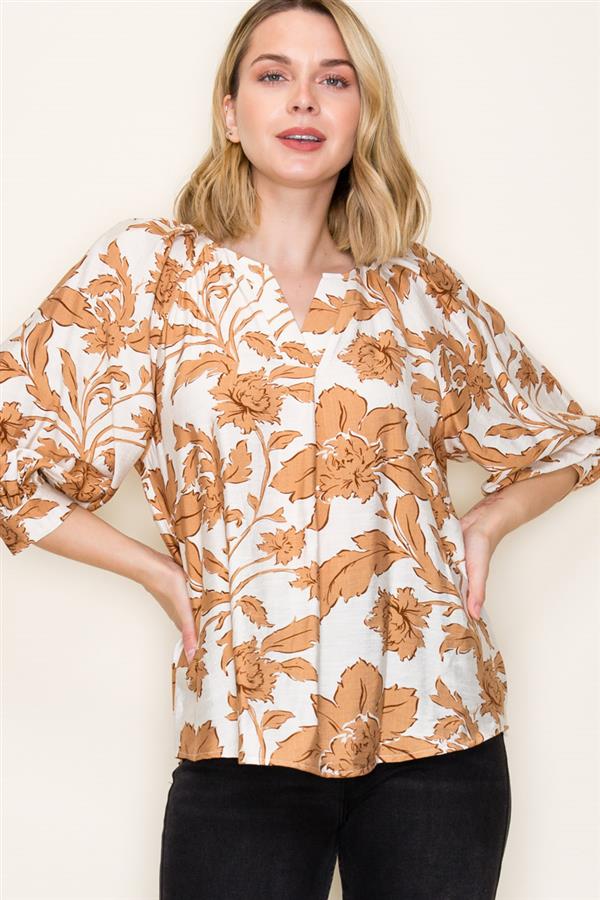 Fall Split Neck Blouse