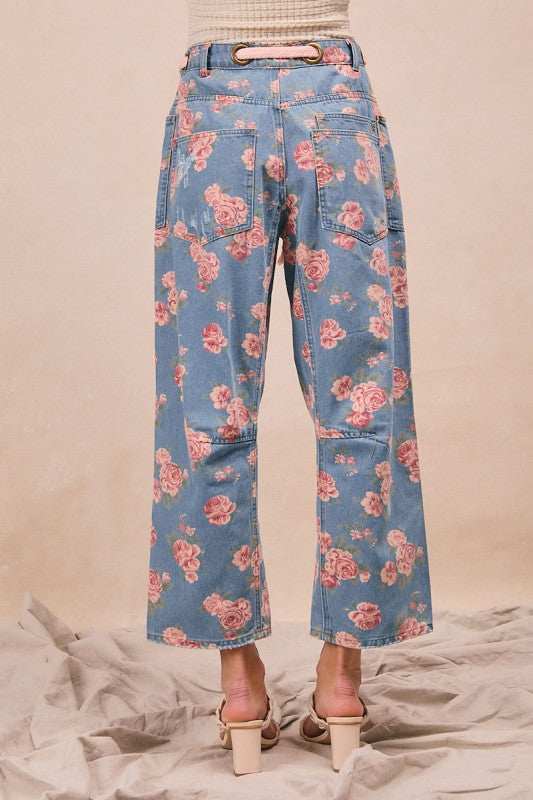 Mineral Washed Braided Belt Pants