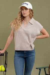 Ribbed Short Sleeve Sweater