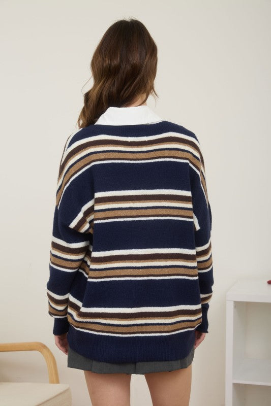 Multicolor V Neck Sweater
