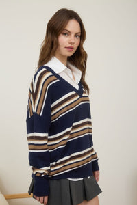 Multicolor V Neck Sweater