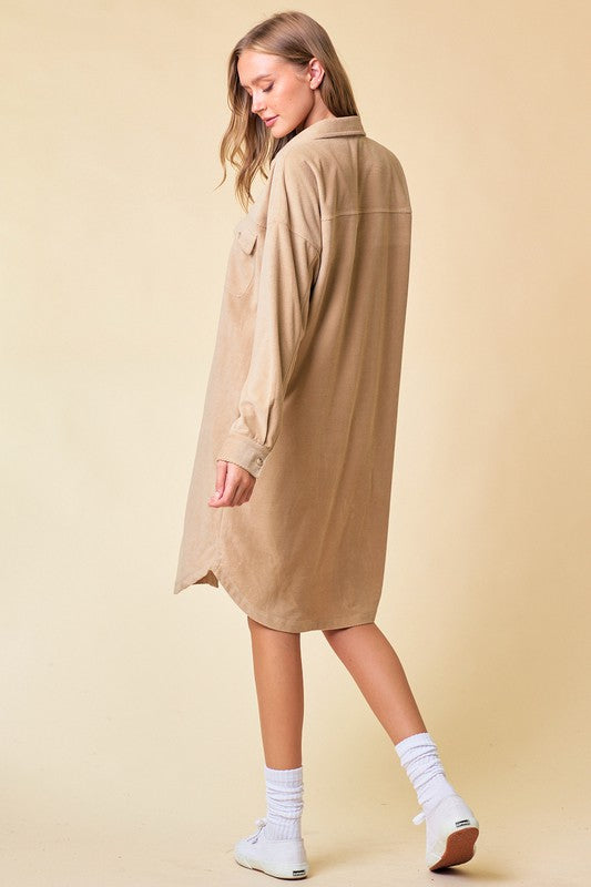 Beige Button Down Duster Jacket