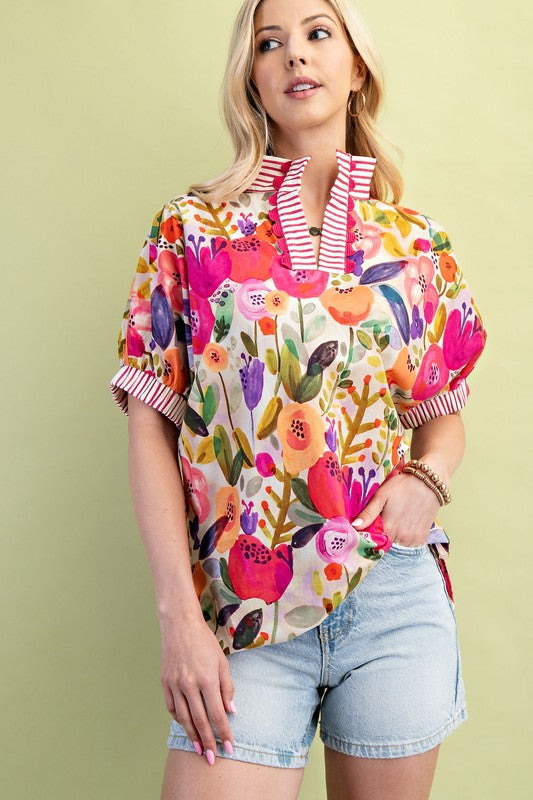 Floral Mock Neck Top