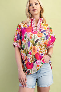 Floral Mock Neck Top