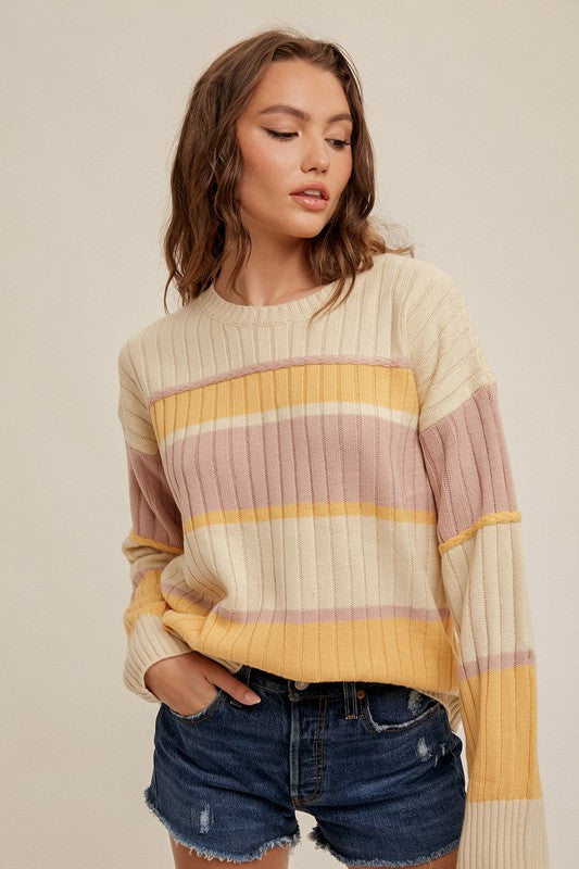 Rib Stripe Boxy Sweater