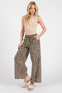 Leopard Print Wide Leg Pants