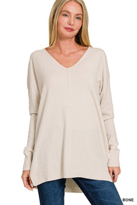 Bone Front Seam Sweater