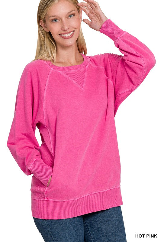 Pigment Dyed Terry Pullover - Pink