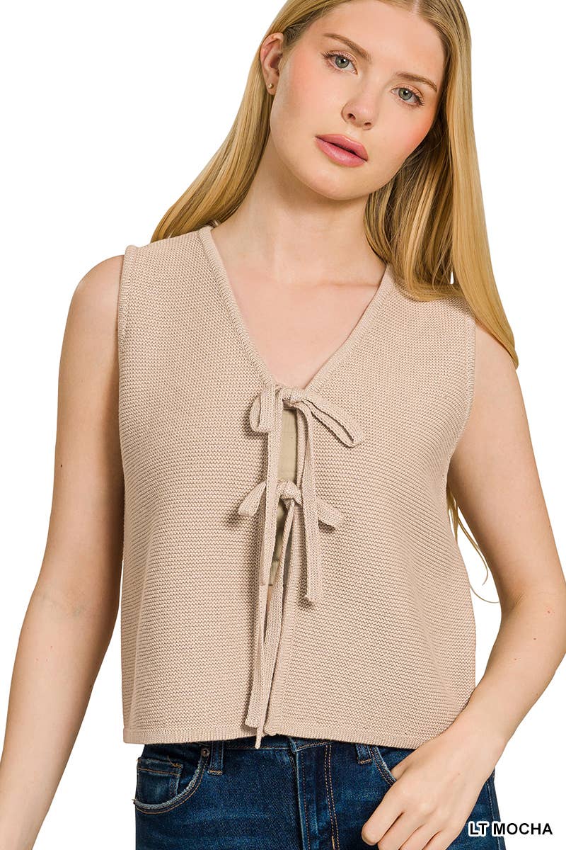 Tie Front Sweater Vest